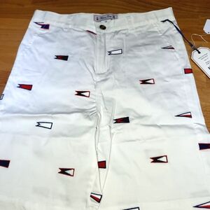 Classic Prep White Nautical Flag Hudson Burgee Shorts Boys Size 10 New